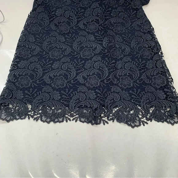 Lauren Ralph Lauren Evening Dress 12  Blue Crochet‎ Floral Formal Business Event - Picture 8 of 11